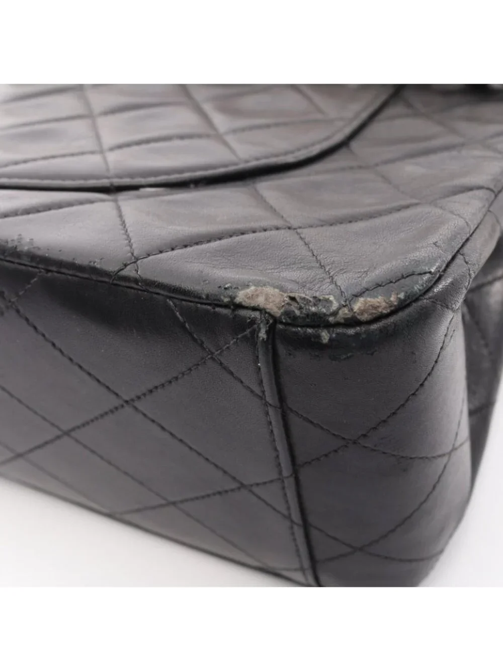 Chanel Shoulder Bag Deca Quilted 34 Black Lambskin Chain